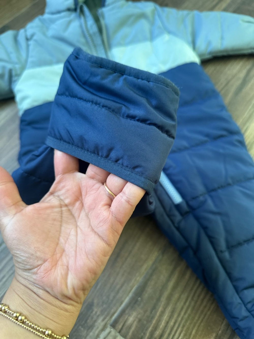Carter's Blue Colorblock Puffer One-Piece Water Proof Snowsuit - Picture 10 of 14
